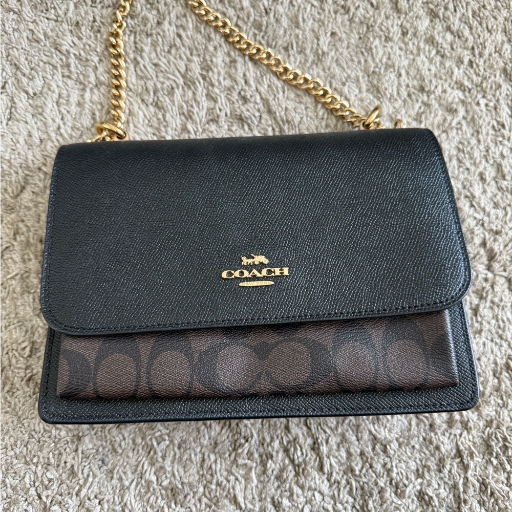 Coach Klare crossbody  Black and Brown Crossbody Bag with Gold Chain